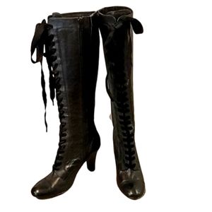 Aldo Cindia Vintage Leather Velvet Lace Up Boot 37